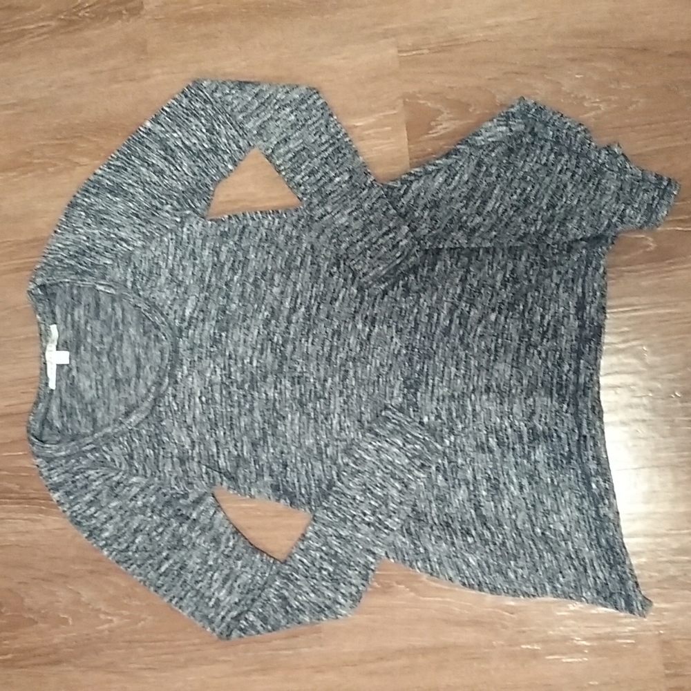 (S) Max Studio Heathered Soft Long Top Asymmetrical Casual Weekend Comfy